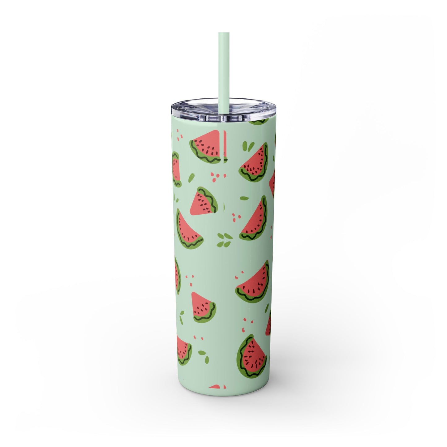 Watermelon Skinny Tumbler with Straw, Fun Drinkware for Summer Parties, Cute Gift for Fruit Lovers, Eco-Friendly Travel Cup