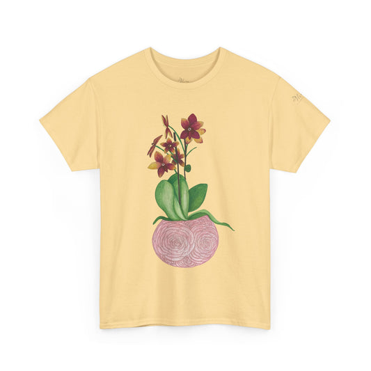 Orchid Plant Tee Shirt, Floral Botanical Unisex Cotton Tshirt, Nature Lover Gift, Garden Flower Graphic Top, Plant Mom Dad Shirt
