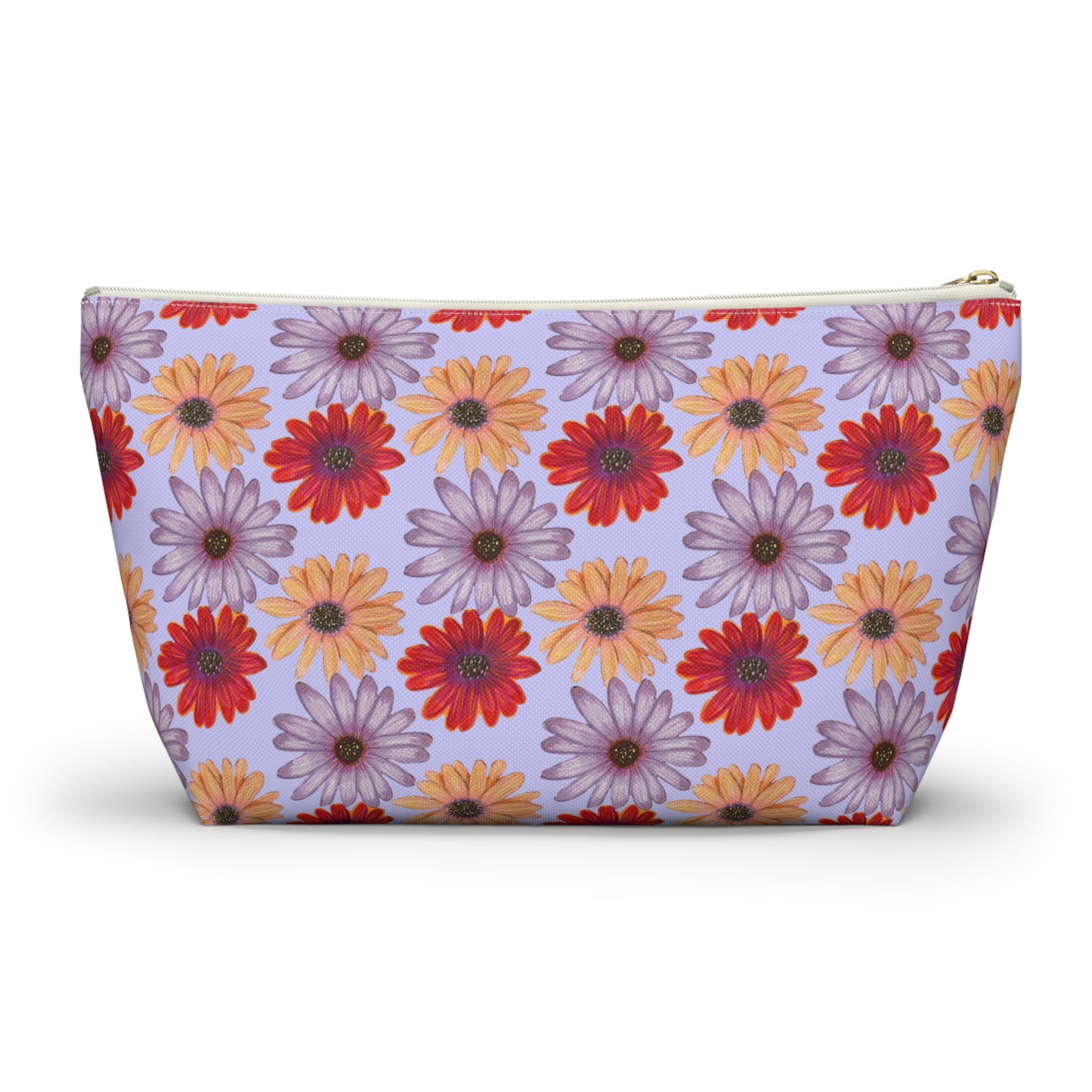 Purple Floral Makeup Bag, Colorful Flowers Pencil Case, Cosmetic Bag, Gift for Her, Travel Bag,