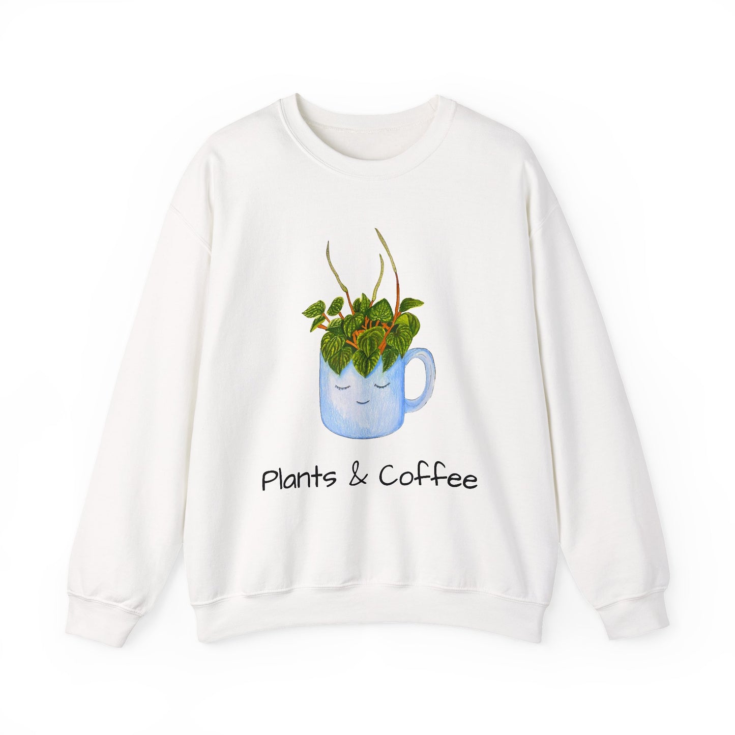 Plant Lover Sweatshirt, Coffee and Plants Jumper, Botanical Crewneck, Floral Pullover, Nature Inspired Sweater, Gardening Top