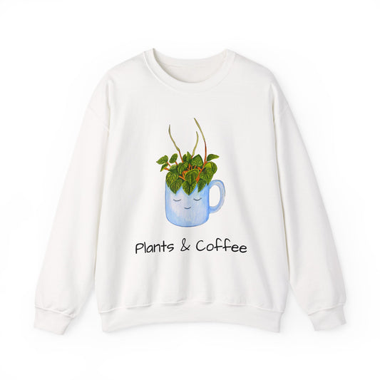 Plant Lover Sweatshirt, Coffee and Plants Jumper, Botanical Crewneck, Floral Pullover, Nature Inspired Sweater, Gardening Top