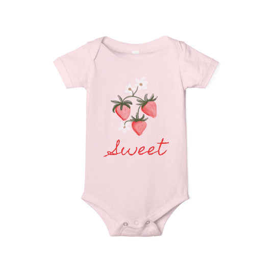 Sweet Strawberry Onesie, Baby Romper, Infant Bodysuit, Cute Berry Jumpsuit, Fruit Print Toddler Outfit