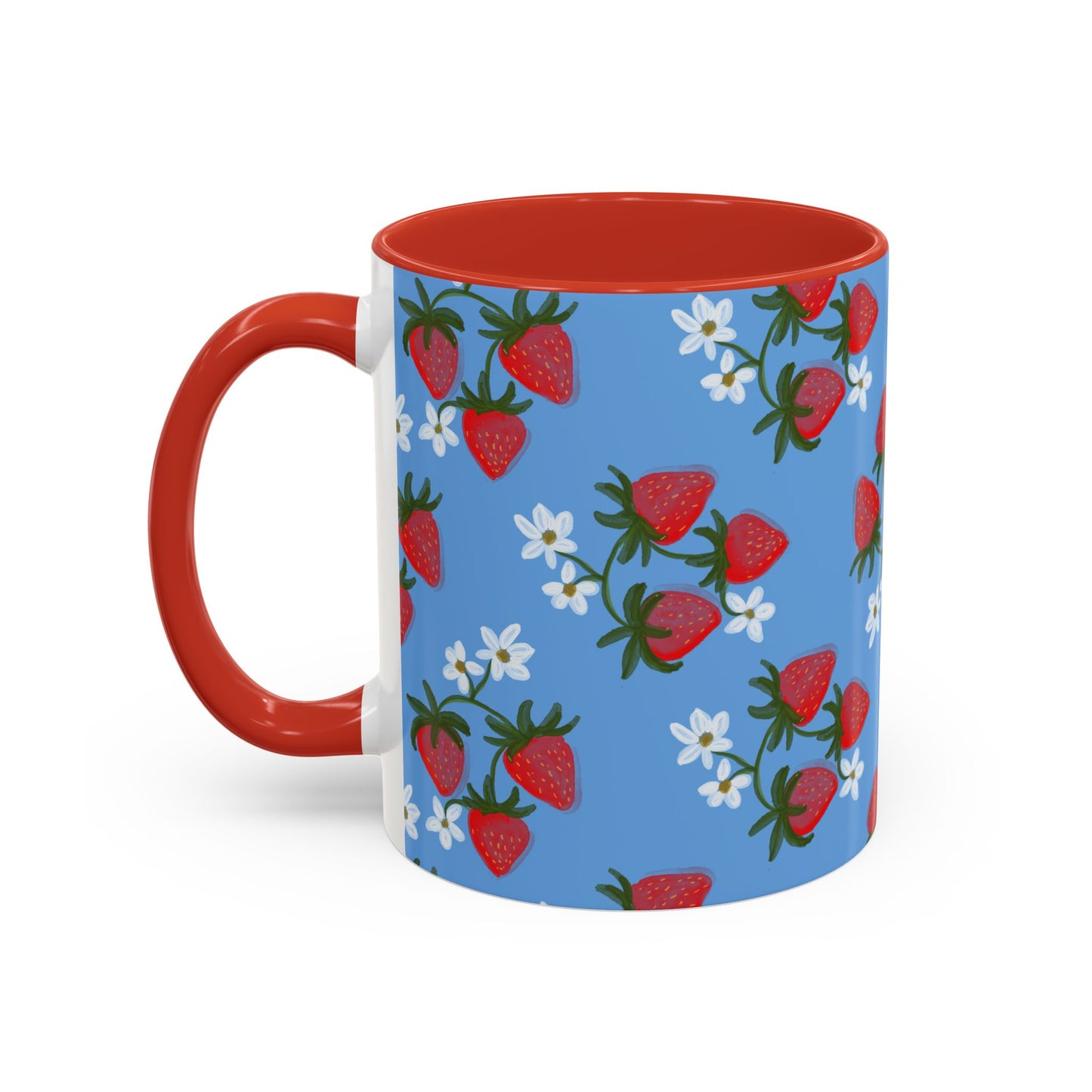 Strawberry Fields Mug, Fruit Coffee Cup, Summer Drinkware, Red Berry Tea Mug, Kitchen Decor