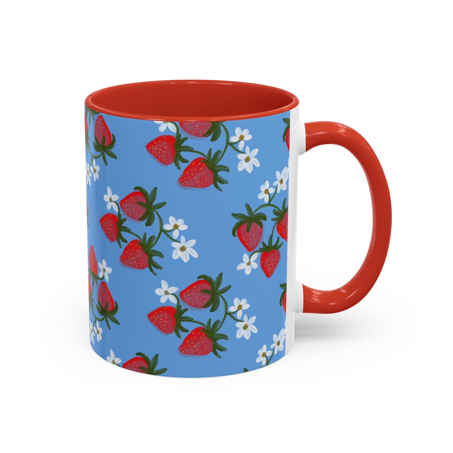 Strawberry Fields Mug, Fruit Coffee Cup, Summer Drinkware, Red Berry Tea Mug, Kitchen Decor