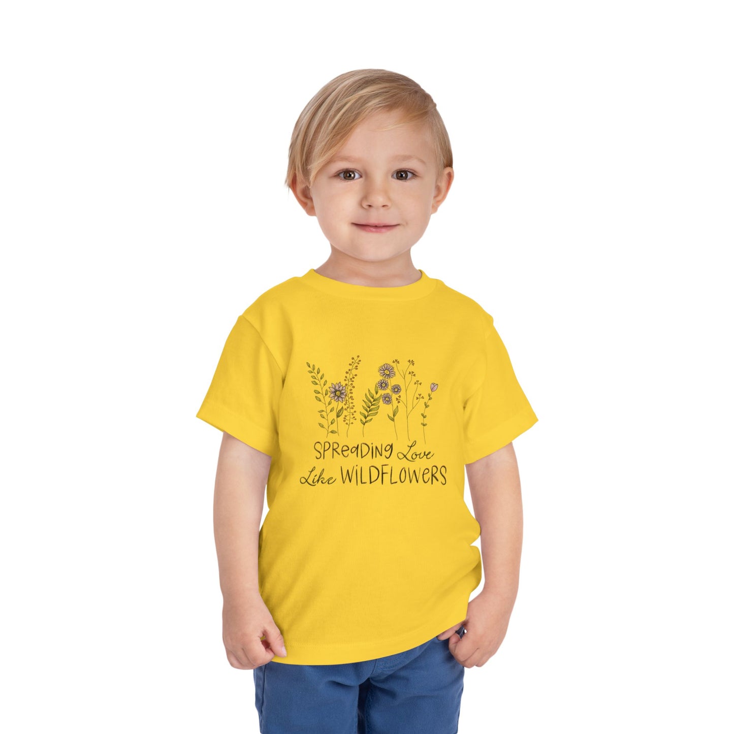 Spreading Love Like Wildflowers Toddler Tee, Cute Kids Shirt, Floral Tee for Toddlers, Gift for Little Ones, Summer Tee