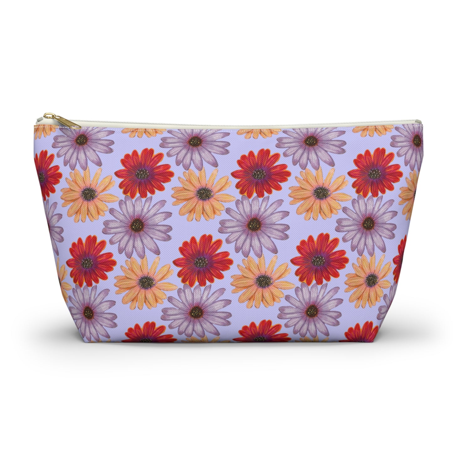 Purple Floral Makeup Bag, Colorful Flowers Pencil Case, Cosmetic Bag, Gift for Her, Travel Bag,