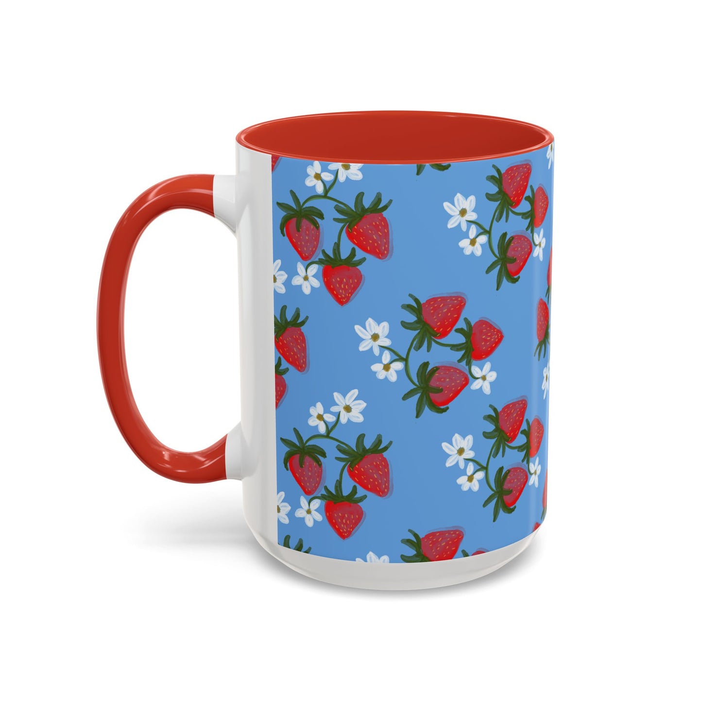 Strawberry Fields Mug, Fruit Coffee Cup, Summer Drinkware, Red Berry Tea Mug, Kitchen Decor