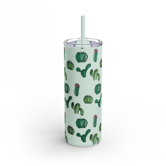 Skinny Tumbler, Cute Succulent Smiling Cacti Cup, 20oz Maars Maker Matte Tumbler, Gift for Plant Lovers, Succulent Lover Gift, Funny Cactus