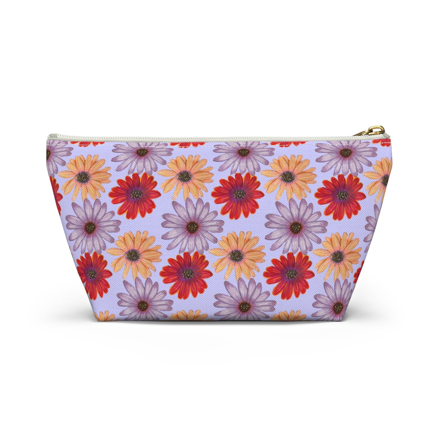 Purple Floral Makeup Bag, Colorful Flowers Pencil Case, Cosmetic Bag, Gift for Her, Travel Bag,