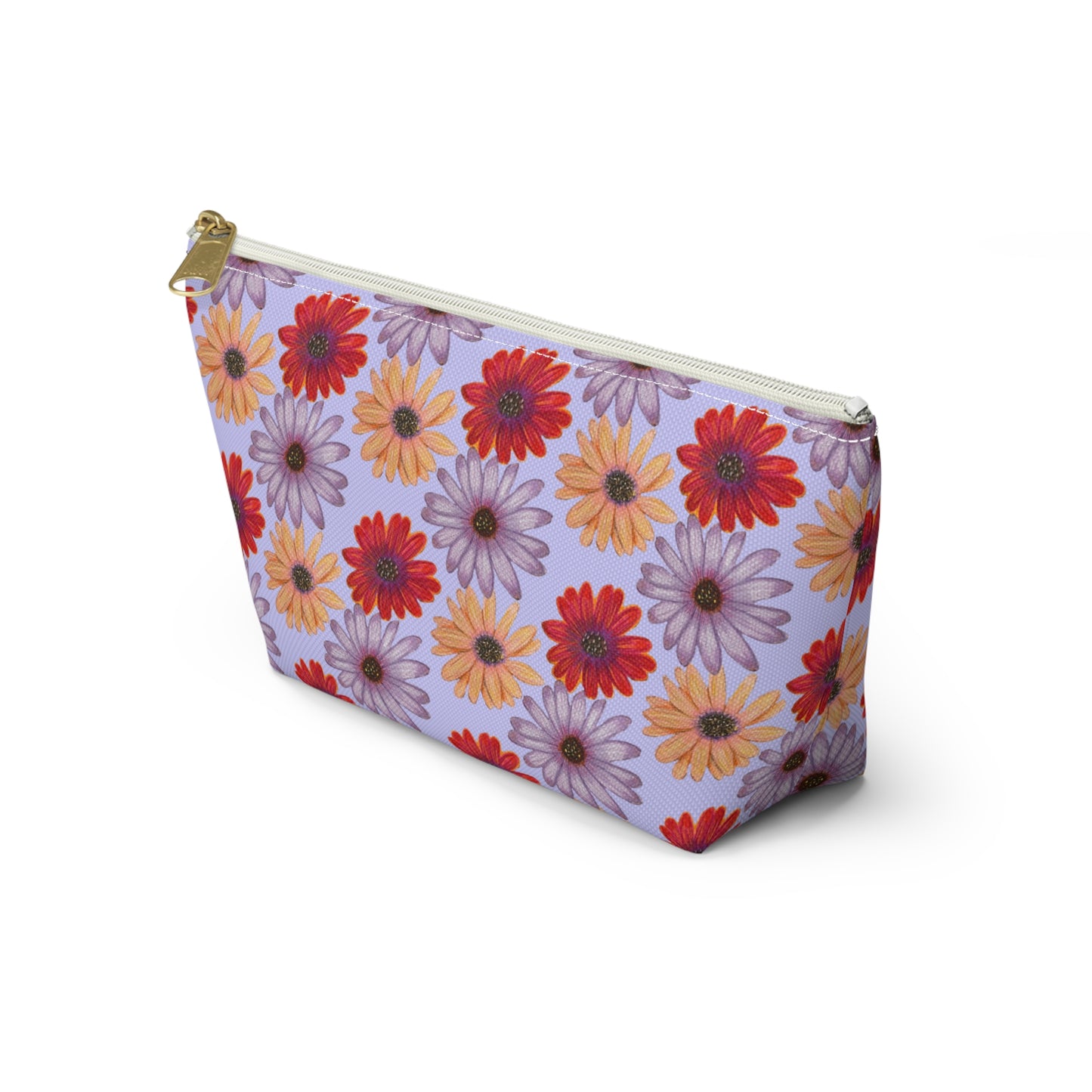 Purple Floral Makeup Bag, Colorful Flowers Pencil Case, Cosmetic Bag, Gift for Her, Travel Bag,