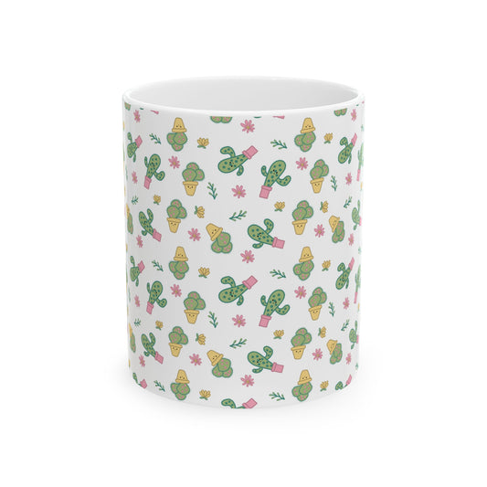 Cactus Mug, Cute Succulent Coffee Cup, Desert Plant Tea Mug, Botanical Drinkware Gift, Plant Lover Mug