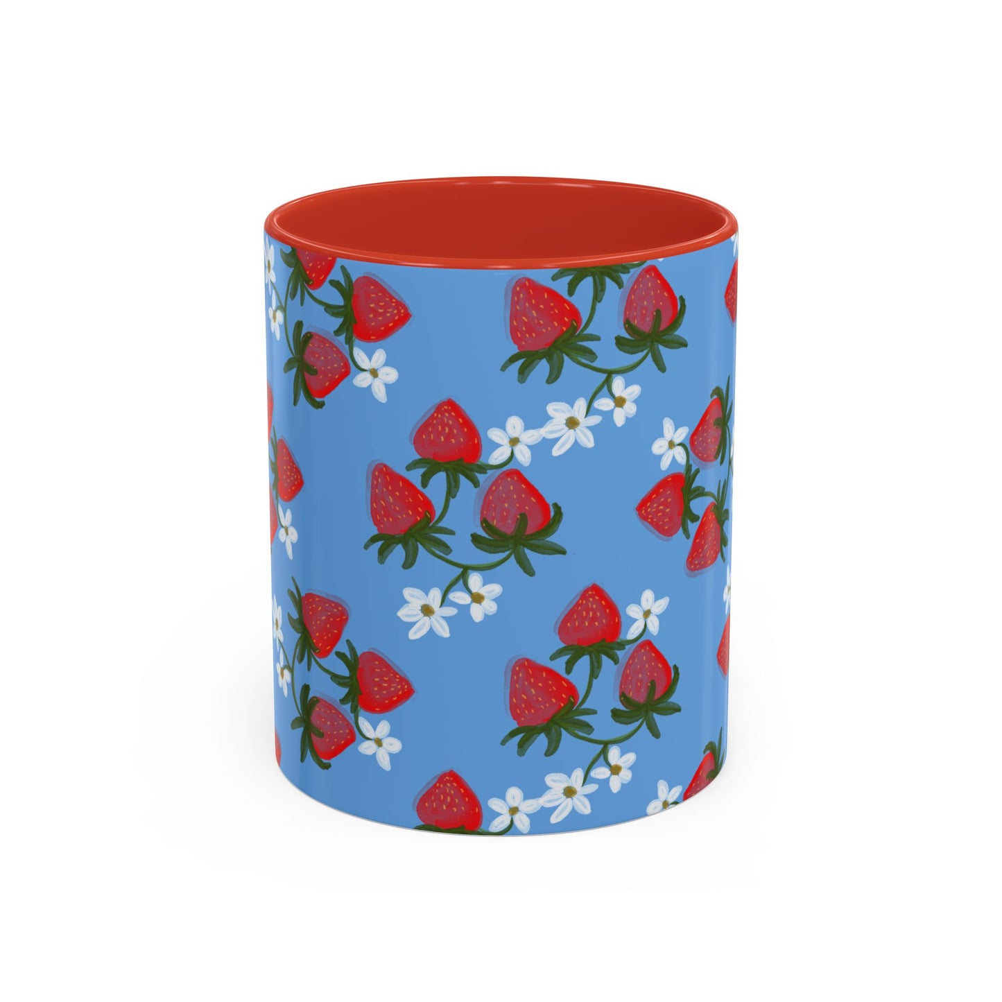 Strawberry Fields Mug, Fruit Coffee Cup, Summer Drinkware, Red Berry Tea Mug, Kitchen Decor
