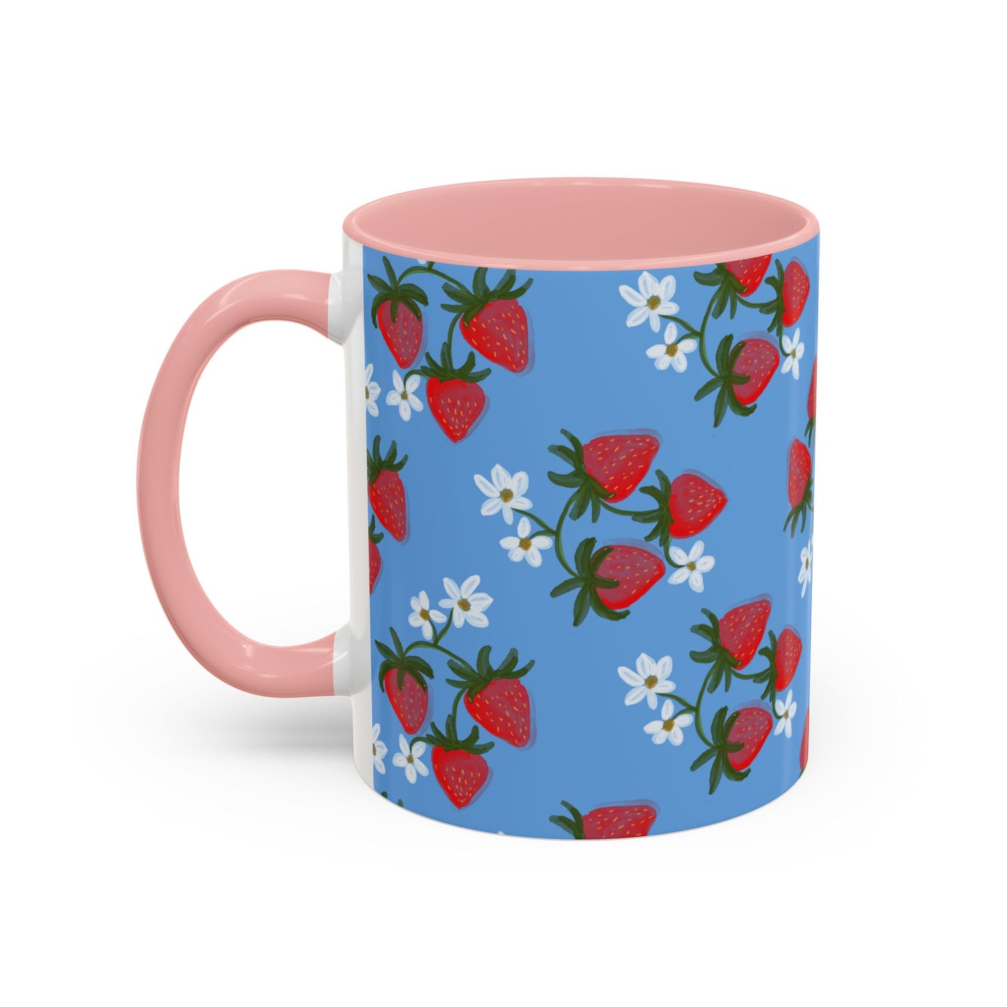 Strawberry Fields Mug, Fruit Coffee Cup, Summer Drinkware, Red Berry Tea Mug, Kitchen Decor