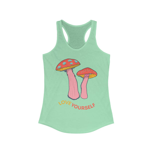 Love Yourself Racerback Tank Top, Cute Graphic Tee, Empowering Shirt, Trendy Summer Wear, Gift for Her, Casual Fitness Top