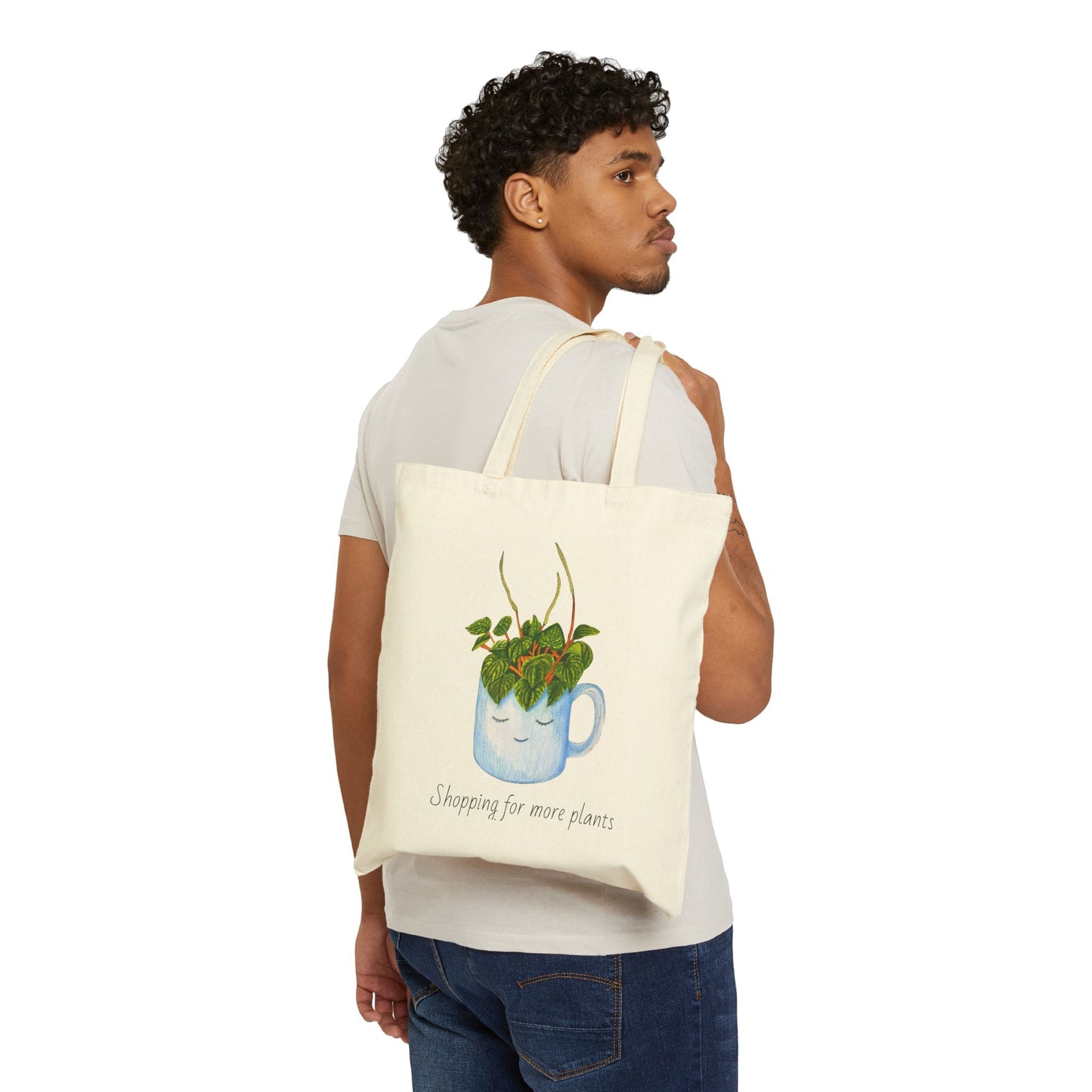 Plant Lover Cotton Canvas Tote Bag - Cute Plant Quote Reusable Grocery Bag, Multi-Purpose Gift Bag, Botanical Shopping Tote, Eco-Friendly