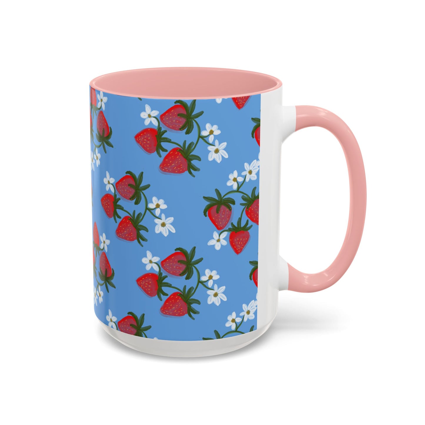 Strawberry Fields Mug, Fruit Coffee Cup, Summer Drinkware, Red Berry Tea Mug, Kitchen Decor