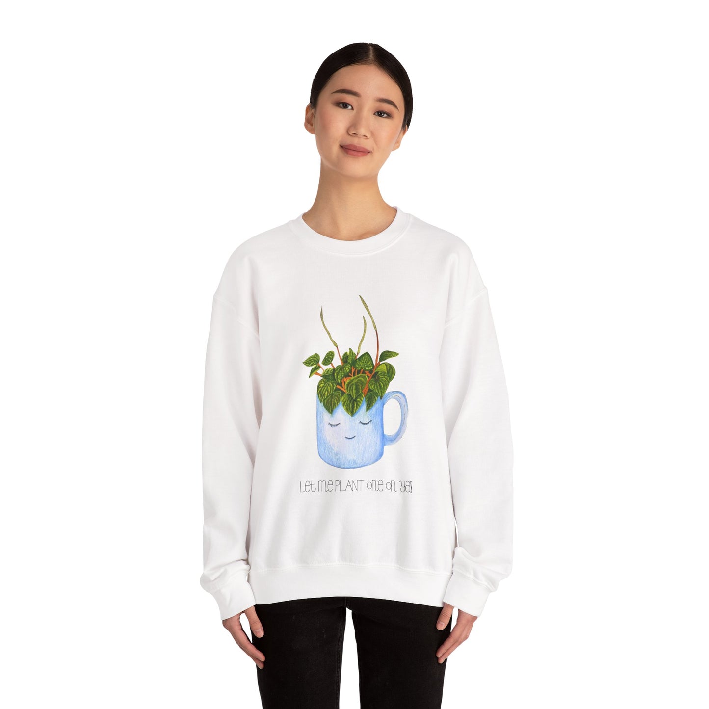 Smiling Plant Sweatshirt, Cute Plant Lover Gift, Let Me Plant One On Ya Pullover, Botanical Crewneck Jumper, Gardening Sweatshirt