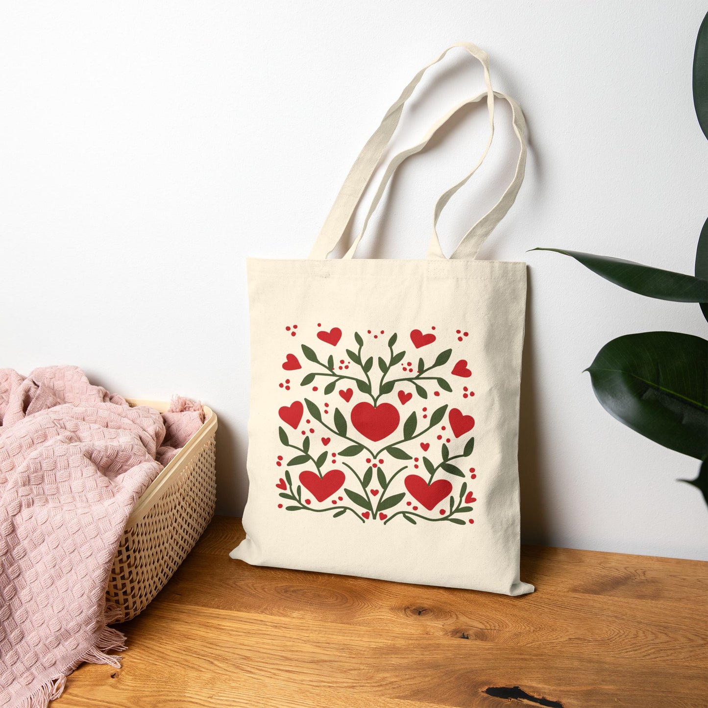 Floral Heart Tote Bag