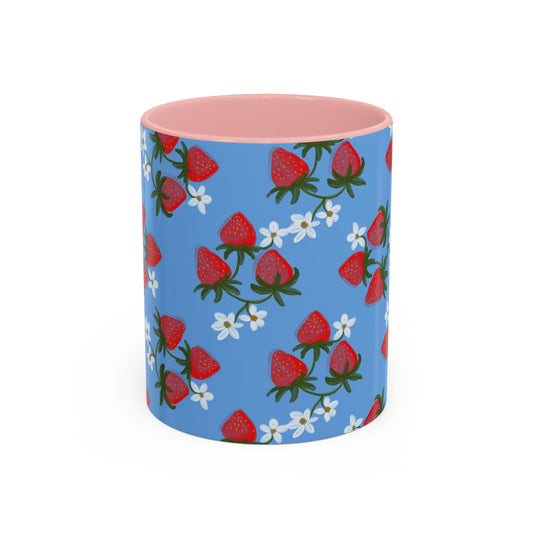 Strawberry Fields Mug, Fruit Coffee Cup, Summer Drinkware, Red Berry Tea Mug, Kitchen Decor