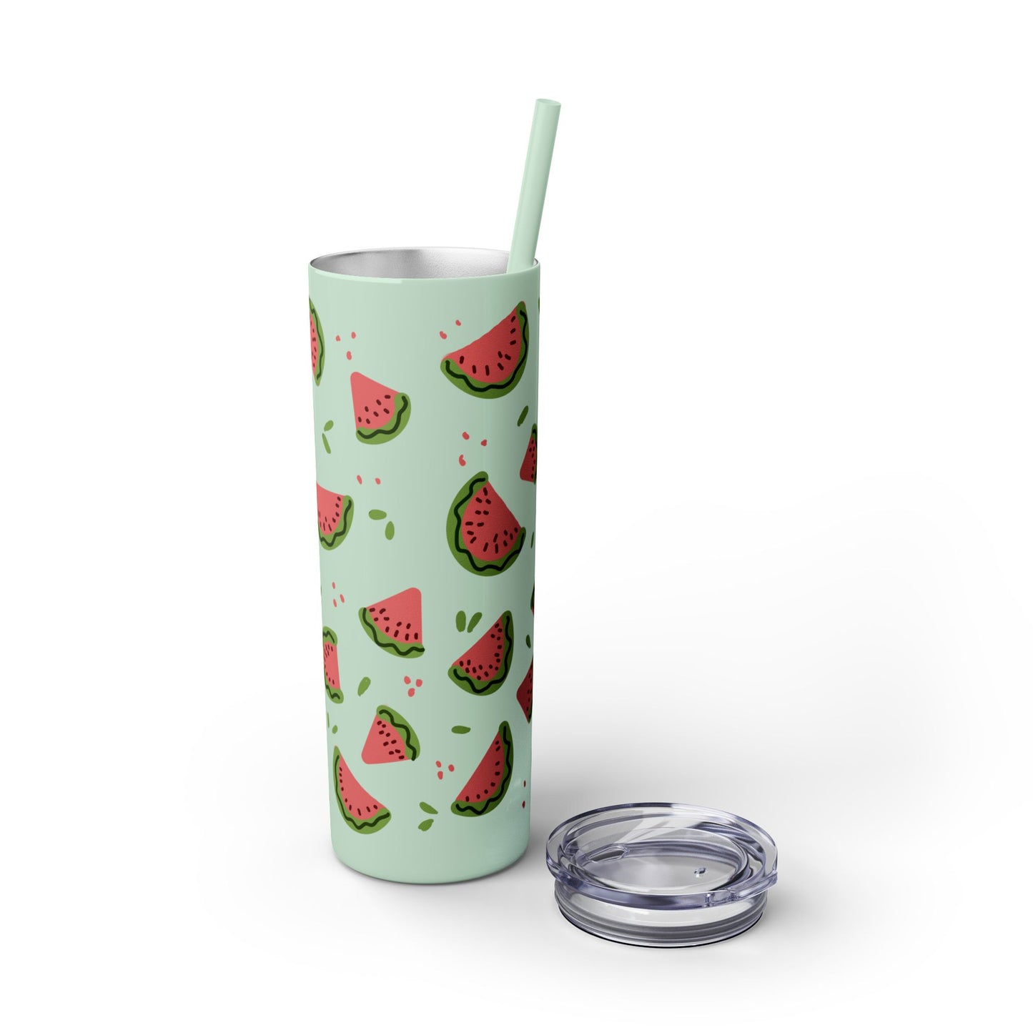 Watermelon Skinny Tumbler with Straw, Fun Drinkware for Summer Parties, Cute Gift for Fruit Lovers, Eco-Friendly Travel Cup