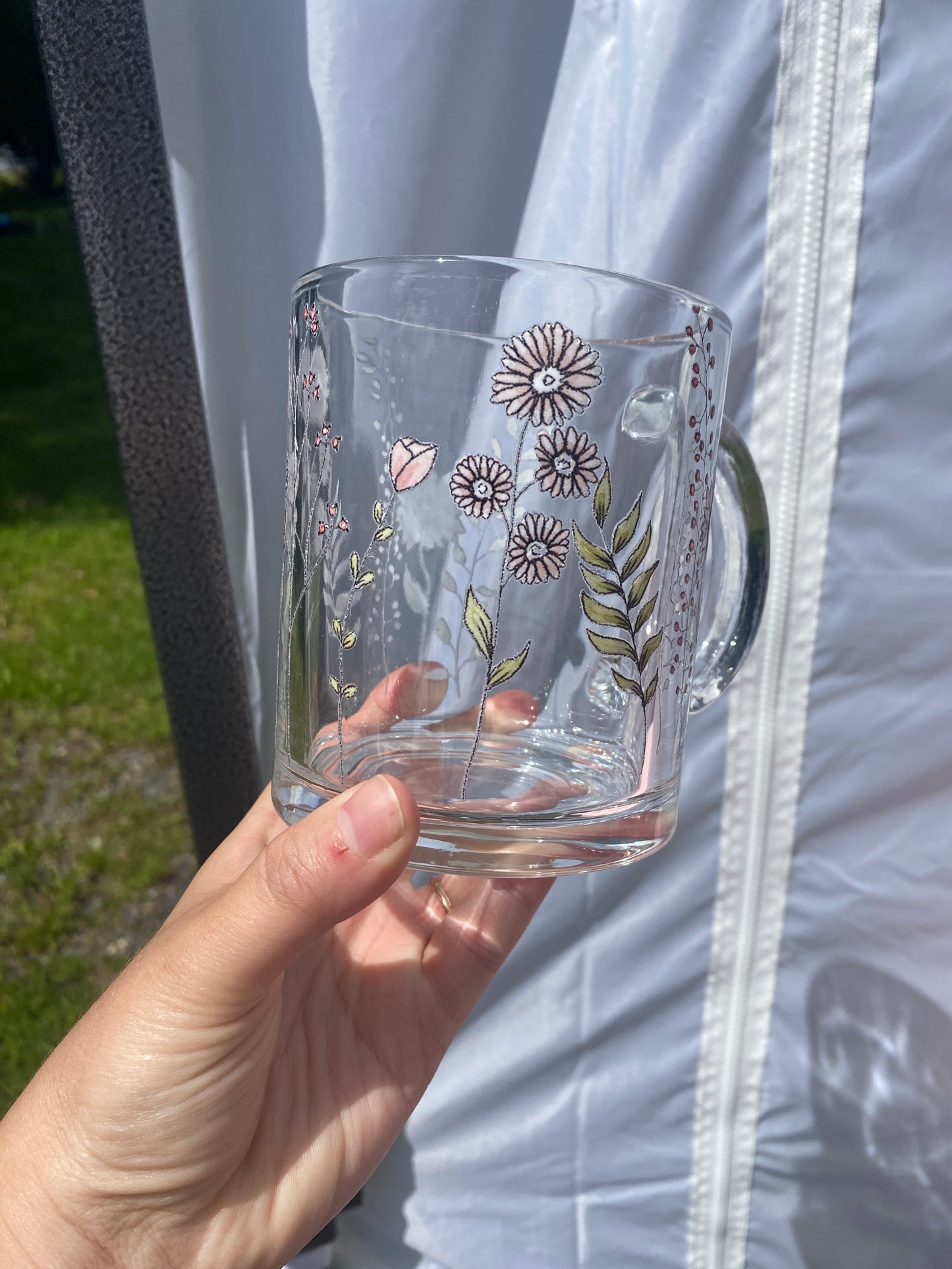 Wildflower Glass Coffee Mug