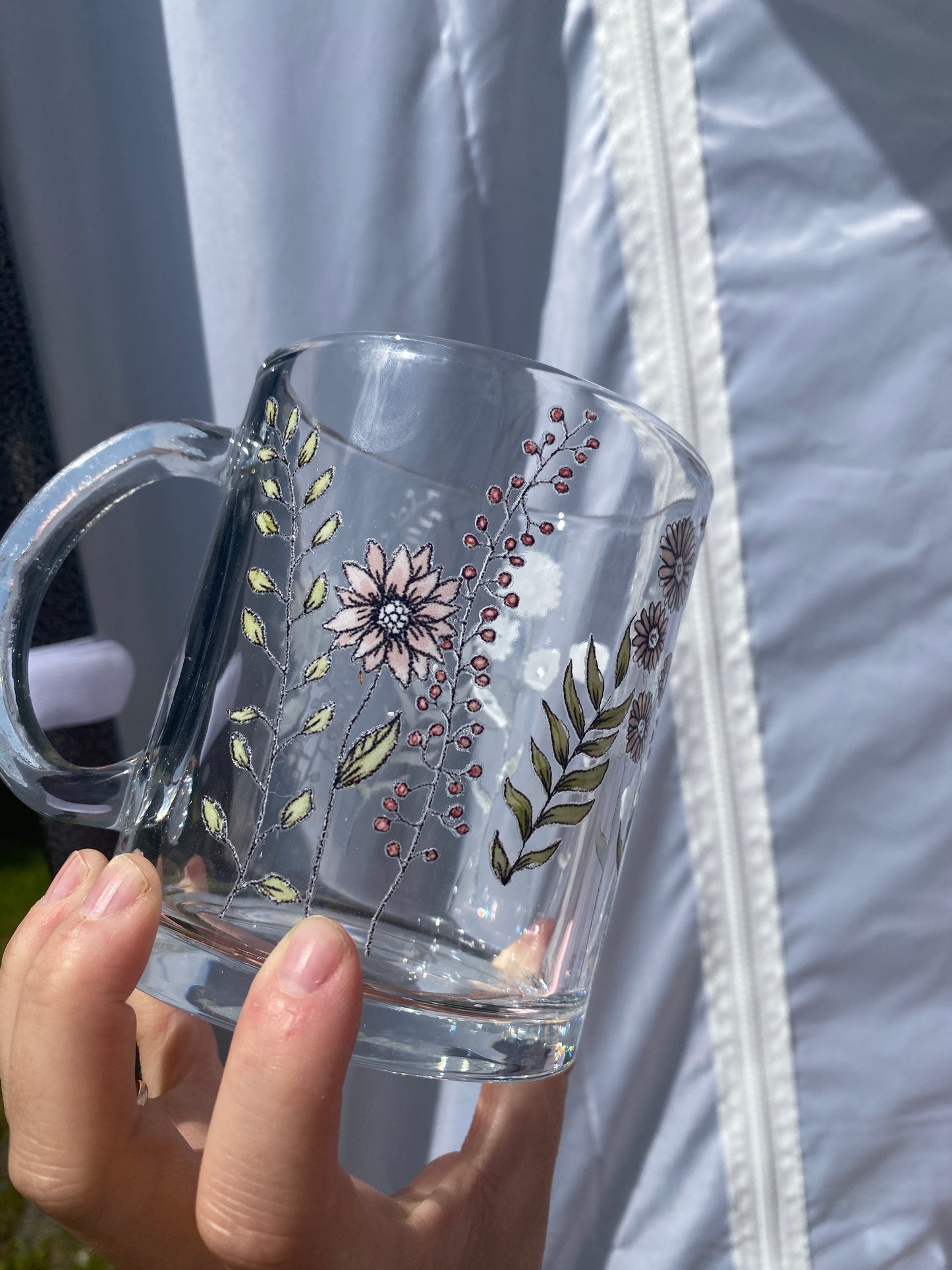 Wildflower Glass Coffee Mug