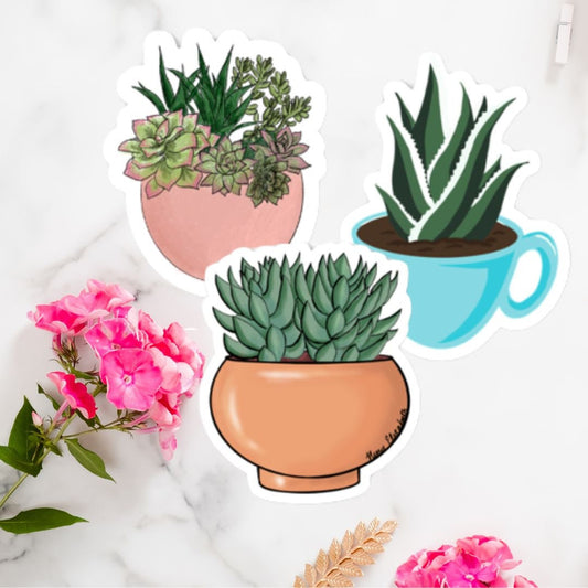Plant Sticker Set - Set of 3 Stickers, Plant Stickers, Laptop Stickers, Collectible stickers, Water Bottle Stickers, Plant Lover Gift