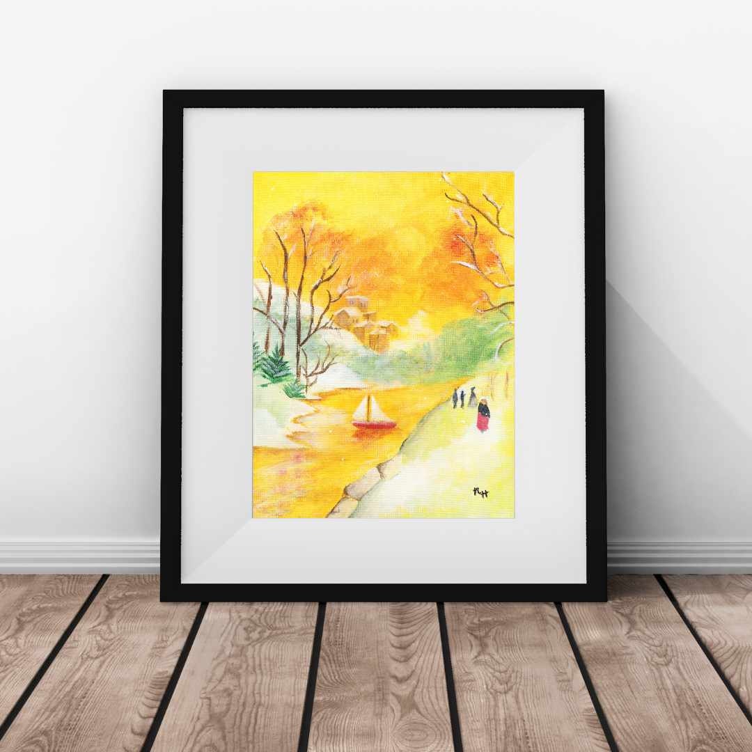 Italian Riverside Painting Landscape Print Landscape Painting Landscape Wall Decor Landscape Room Decor Sicilian country side Painting