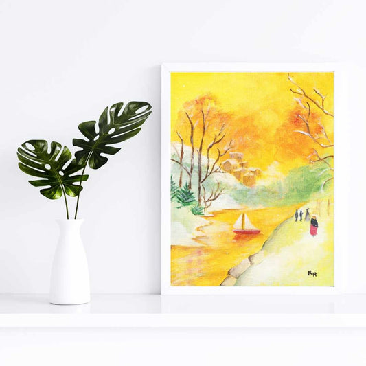 Italian Riverside Painting Landscape Print Landscape Painting Landscape Wall Decor Landscape Room Decor Sicilian country side Painting