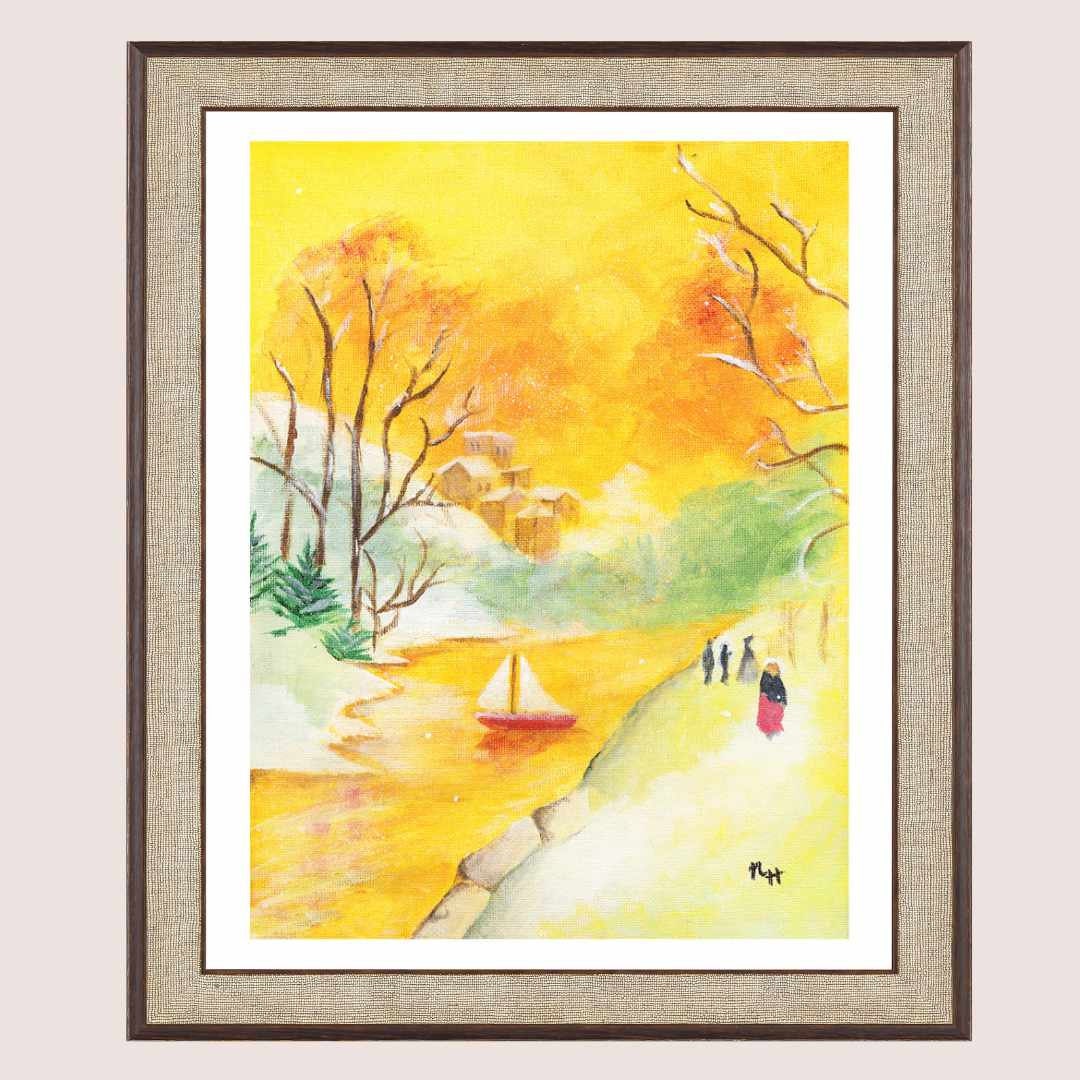 Italian Riverside Painting Landscape Print Landscape Painting Landscape Wall Decor Landscape Room Decor Sicilian country side Painting