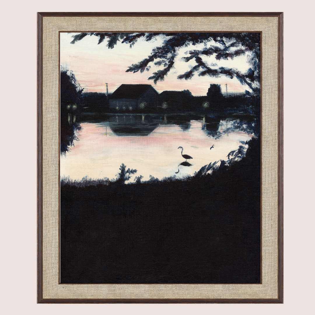 Sunset Landscape Painting Print - Landscape Wall Art, Pond Painting Print, Landscape Home Decor, Pink Sunset Original Artwork, Acrylic Paint