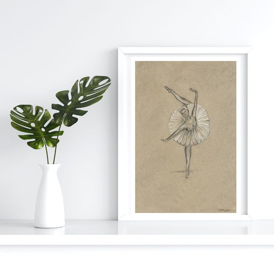 Grace Painting- Charcoal drawing Ballerina shoes Fine Art Print Black and white drawing Ballerina wall art Ballerina painting Wall Decor