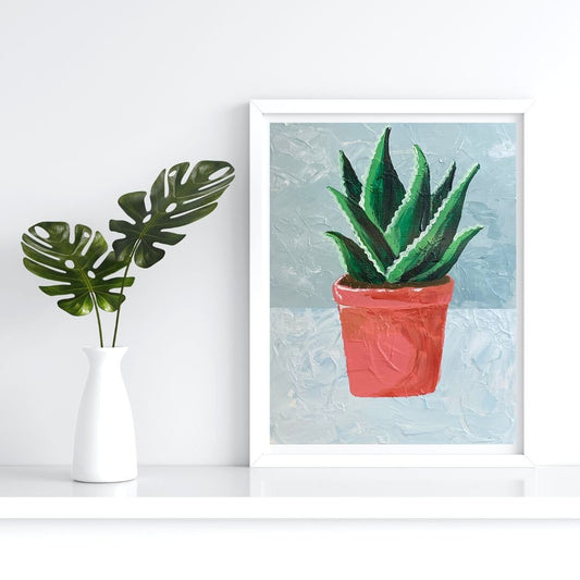 Aloe Plant Wall Art Print -  Plant Art Print,  Botanical Art, Painting Home Decor, Plant Design, Botanical Print, Textured Art Print