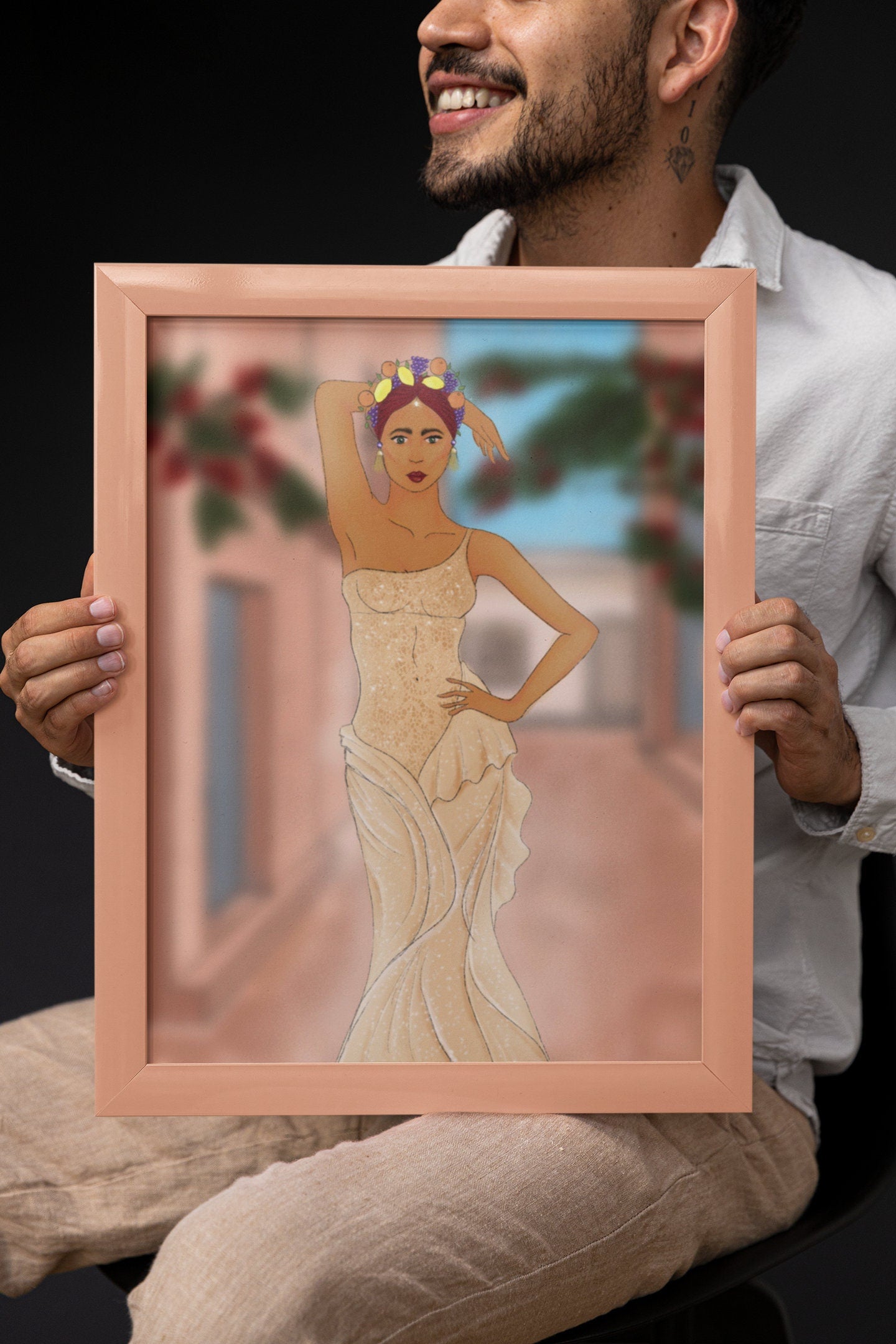Bella Art Print - Fashion Design Print Portrait Woman Italian village Painting Figure drawing Original Art Print Portrait Italian Wall Art