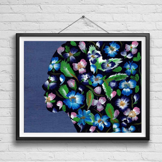 Abstract Floral Wall Art Print Abstract Flower Painting Large Wall Art Original Painting of Woman Floral Art Boho Wall Decor Living Room