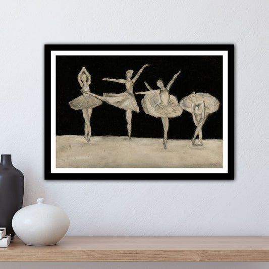 Progression Painting- Charcoal drawing Ballerina shoes Fine Art Print Black white drawing Ballerina wall art Ballerina Painting Wall Decor