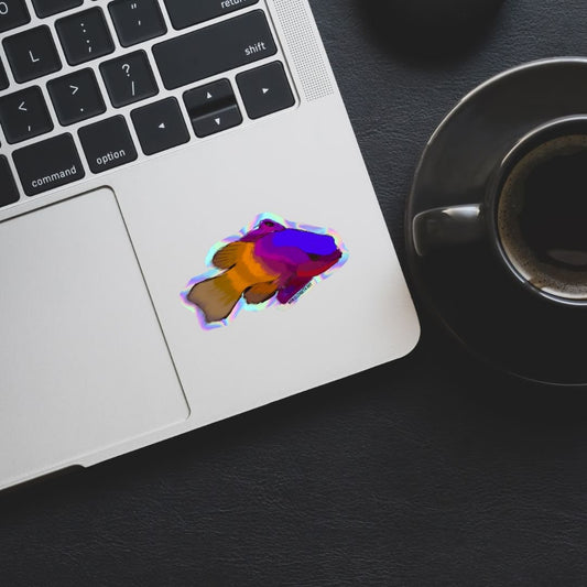 Holo Fish Sticker - Royal Gramma Holo Sticker, Saltwater Fish Sticker, Laptop Sticker, Holo Sticker, Water Bottle Sticker, Reef Tank Art