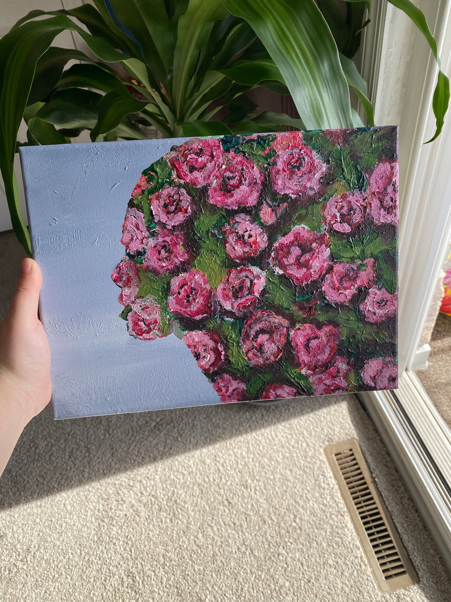 Original Acrylic Floral Painting - Floral Women, Canvas painting, Gift For Her, Beautiful Women painting, Original Painting, Rose painting