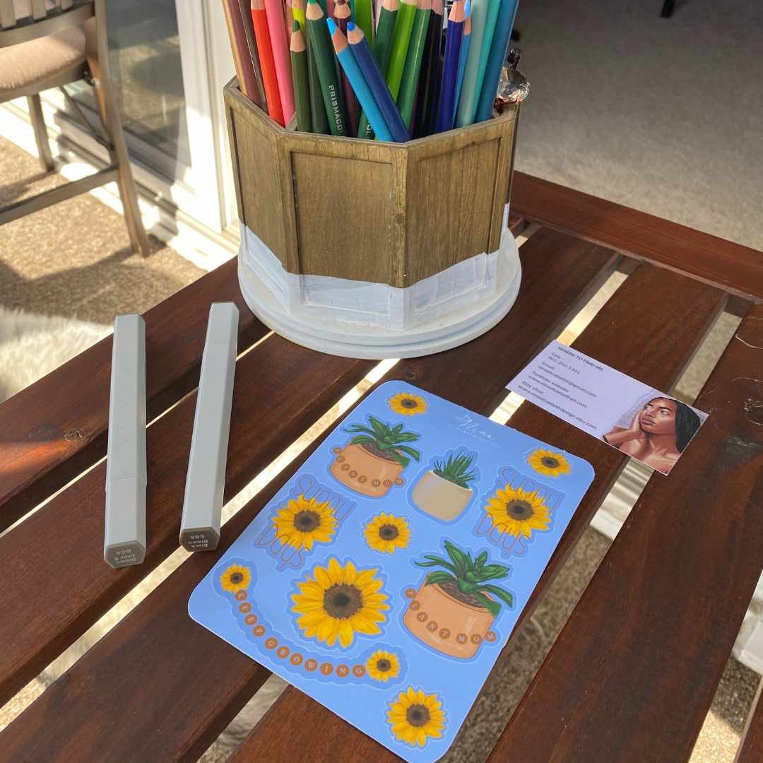 Sunflower Sticker Sheet - 4x6 Water-Proof Sticker sheet, Sunflower Stickers, Collectible stickers, Plant lover Stickers, Prize Box Stickers