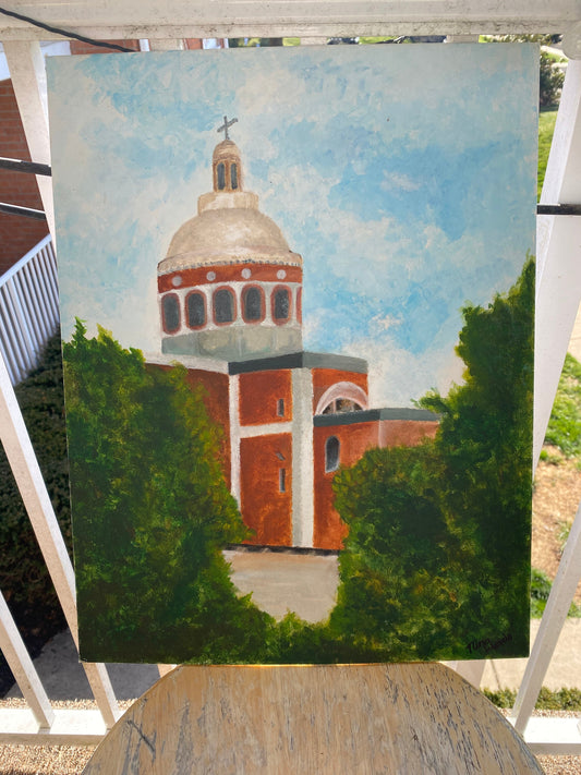 Italian Church Painting - Religious Painting, Christian Wall Decor, Christian Room Decor, Sicilian Church, Italian Artwork, Acrylic Painting