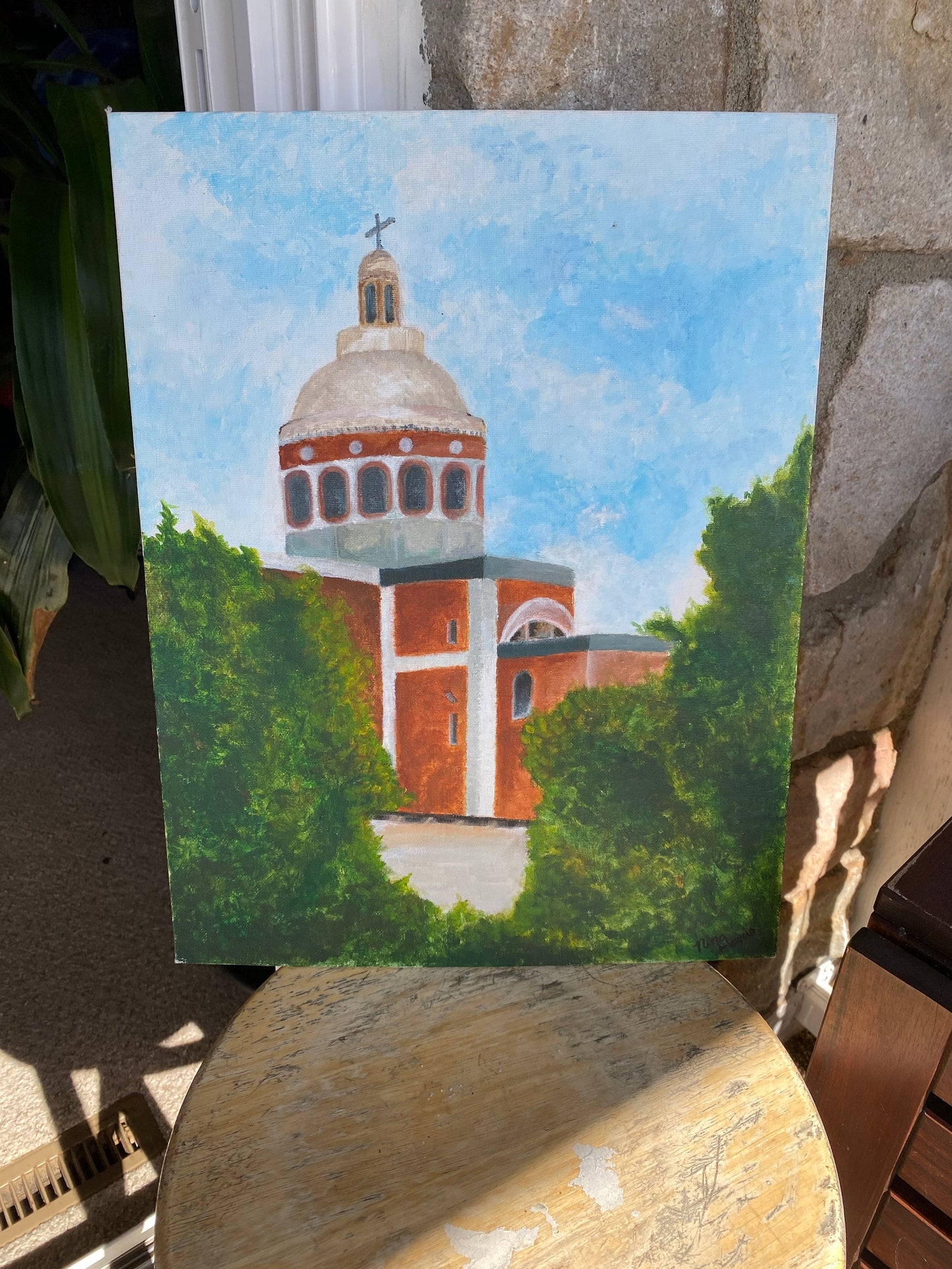 Italian Church Painting - Religious Painting, Christian Wall Decor, Christian Room Decor, Sicilian Church, Italian Artwork, Acrylic Painting