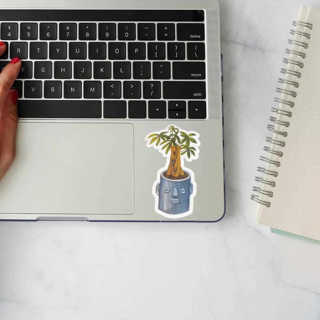 Money Tree Sticker - Smiling Plant sticker, Plant Mom Sticker, Laptop Sticker, Water Bottle Sticker, Happy Tree Sticker, Plant Lover
