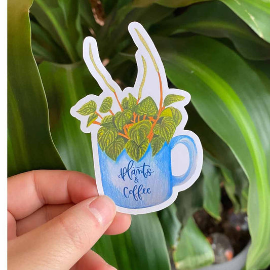 Coffee Plant Sticker - Mug Plant sticker, Plant Mom Sticker, Laptop Sticker, Water Bottle Sticker, Coffee lover sticker, Plant Lover