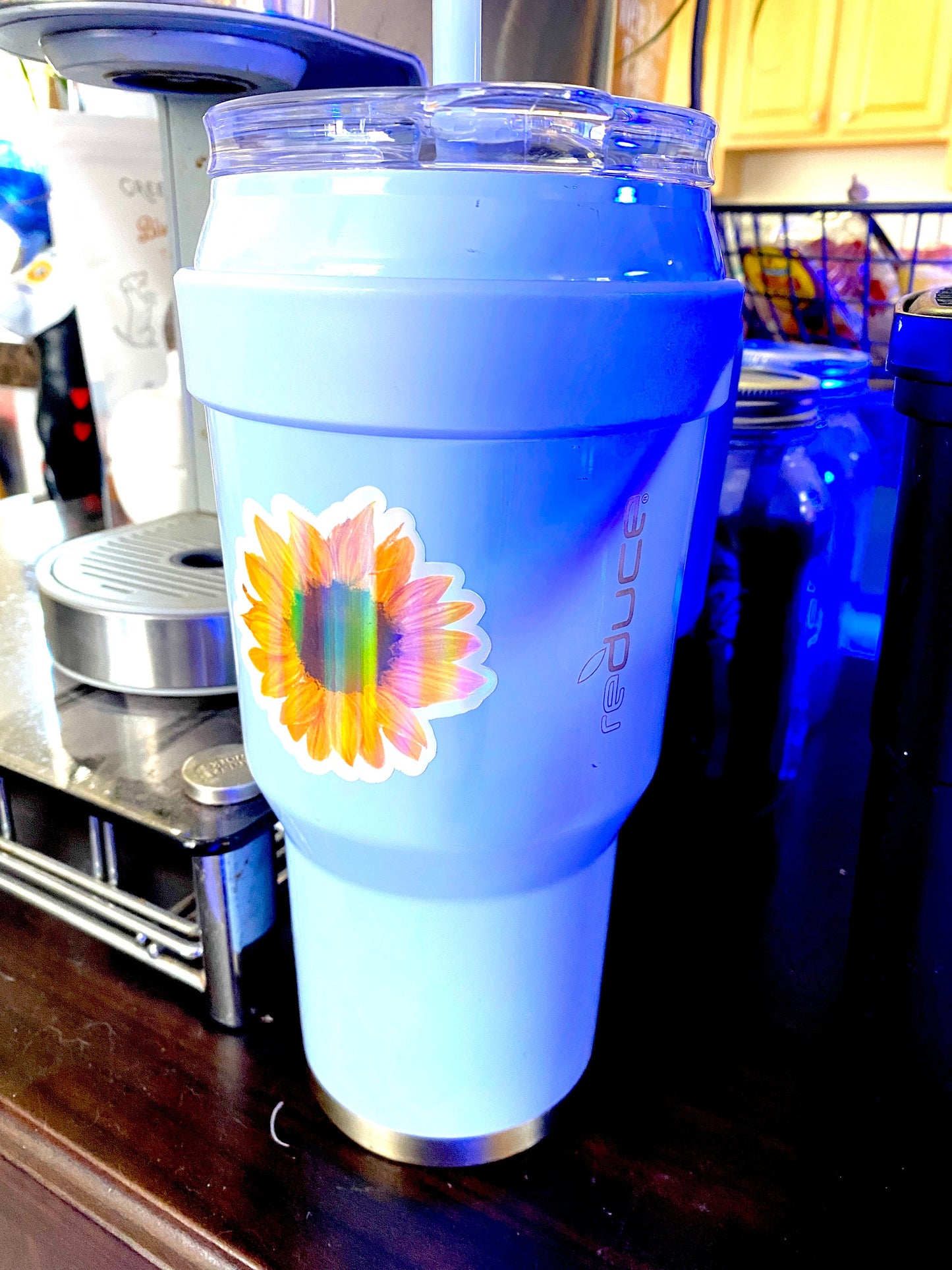 Holo Sunflower Sticker - Water-Proof Sticker, Floral Sticker, Laptop Sticker, Collectible sticker, Water Bottle Stickers, Plant Decal