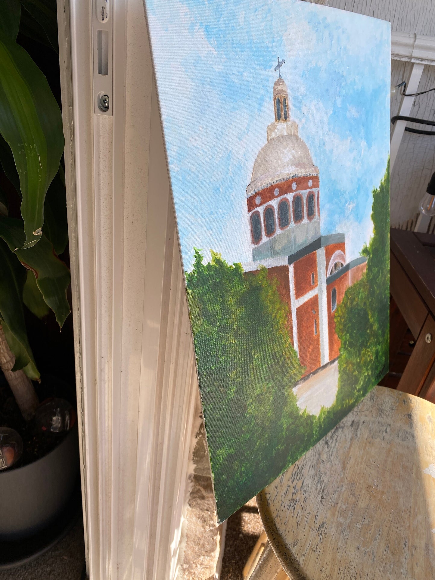 Italian Church Painting - Religious Painting, Christian Wall Decor, Christian Room Decor, Sicilian Church, Italian Artwork, Acrylic Painting