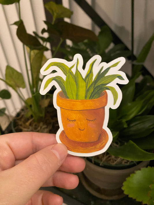 Cute Plant Sticker - Smiling Plant sticker, Plant Mom Sticker, Laptop Sticker, Water Bottle Sticker, Plant Decal, Plant Lover Gift,