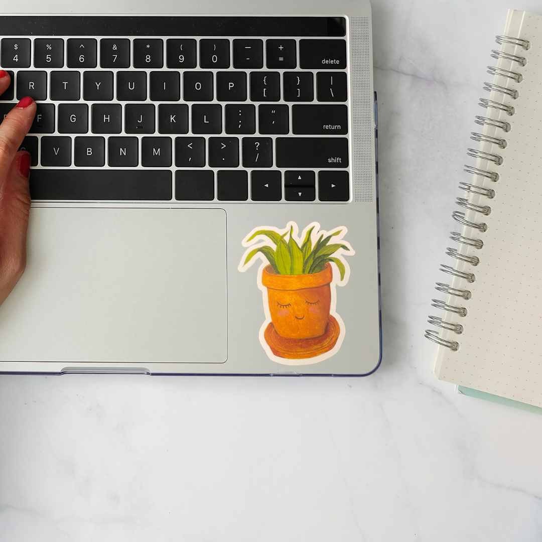 Cute Plant Sticker - Smiling Plant sticker, Plant Mom Sticker, Laptop Sticker, Water Bottle Sticker, Plant Decal, Plant Lover Gift,