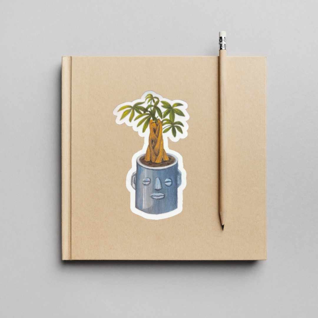 Money Tree Sticker - Smiling Plant sticker, Plant Mom Sticker, Laptop Sticker, Water Bottle Sticker, Happy Tree Sticker, Plant Lover