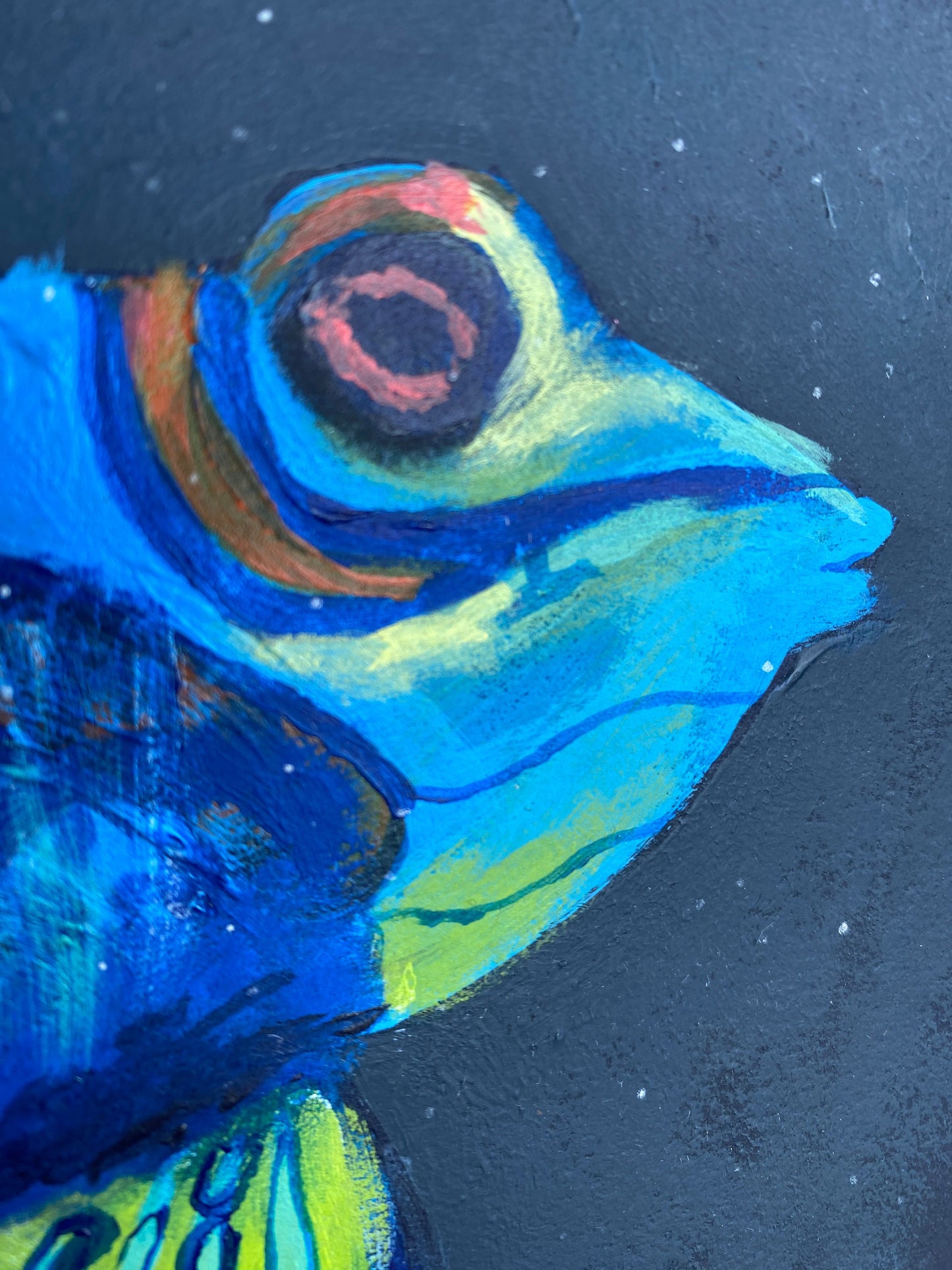 Saltwater Fish Painting - Reef Tank Art, Bathroom Beach Decor, Original Acrylic Painting, Nautical Home Decor, Mandarin Goby Painting