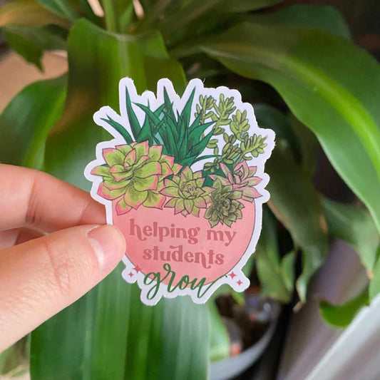 Teacher Quote Sticker - Helping my student grow sticker, Sticker for teacher, Teacher Laptop Sticker, Teacher Water Bottle Sticker